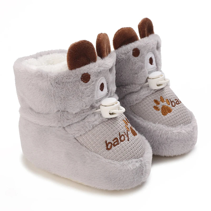 Winter New Cute Cartoon Baby Booties Boy Girl Boots Cotton Soft-Sole Non-Slip Warm Toddler First Walkers Infant Crib Shoes