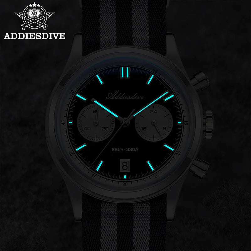 ADDIESDIVE Top Brand Men's Watch 10Bar Waterproof Bubble Mirror Glass Quartz Watches BGW9 Luminous Chronograph Diving Wristwatch