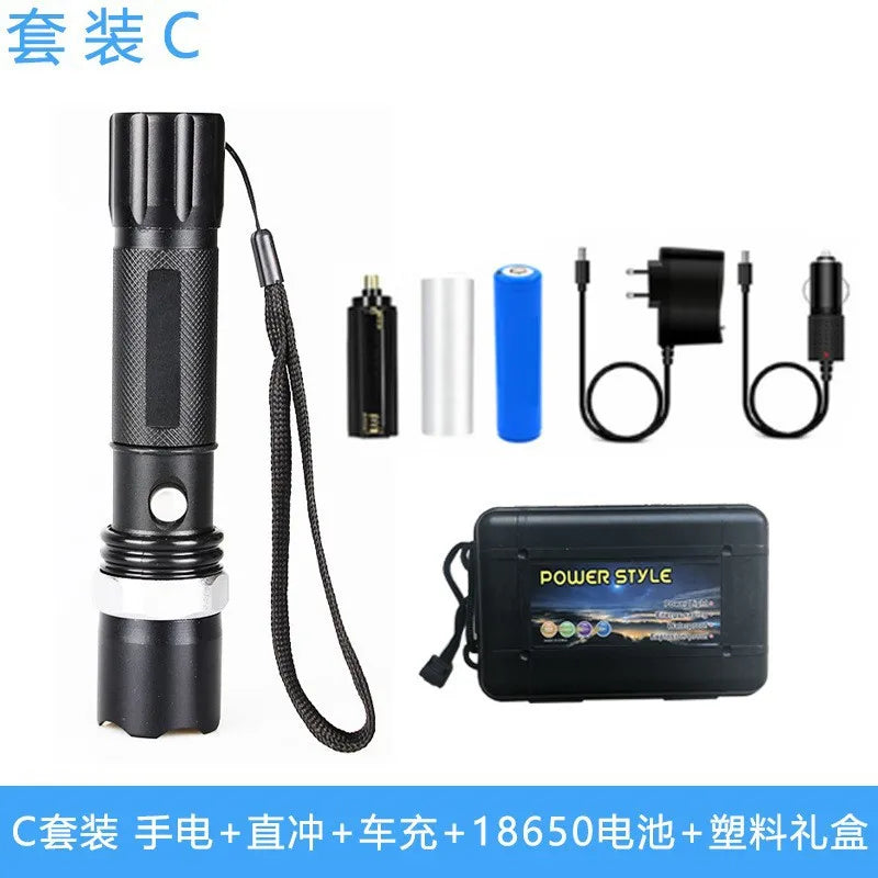 Rechargeable Aluminum Alloy Zoomable Flashlight Super Bright LED Light for Outdoor Camping Hiking Long-Distance Use