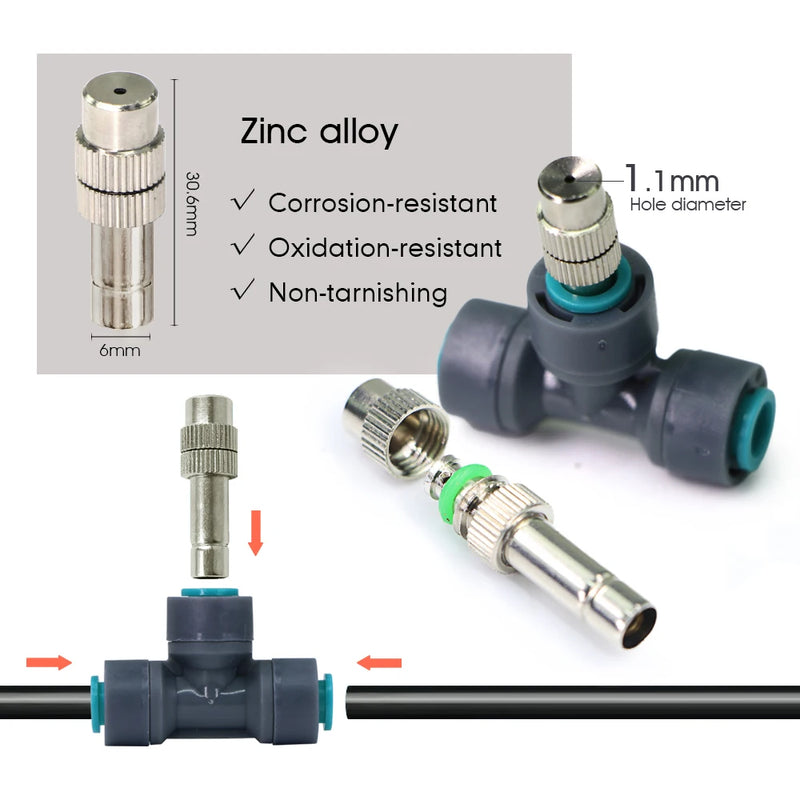 25-5M 60W Pump Adjustable Spray Nozzle Timer Watering Systems Quick Connection 1/4" Hose Misting Automatic Irrigation Kit Garden