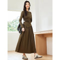 VIMLY Women's Two-Piece Set Elegant Hem Irregular Long Sleeve T-shirt Elastic Waist Long Skirt Fall Matching Outfit Female M8577