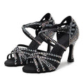 Latin Dance Shoes Women High Heels Hot Selling Diamond-encrusted Sandals Indoor Soft-soled Stage Game Party Social Ballroom Girl