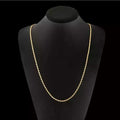 Fashion 18k Gold Necklace 2MM 16/18/20/22/24/26/28/30 Inch Side Chain For Women Men Jewelry 925 Silver - Visuel 5 | SAMAG