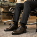 Desai Men's 2026 Cap Toe Brogue Oxford Shoes Genuine Leather Lace Up Formal Business Wedding Dress Shoes