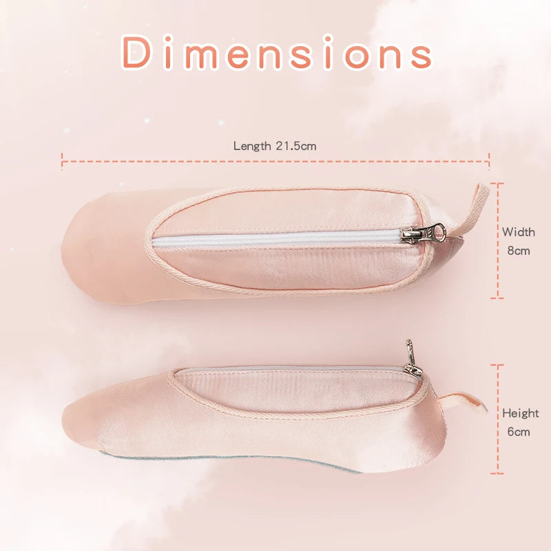 Satin Ballet Pointe Shoe Pencil Case Ballet Shoes Creative Design Girl Heart Makeup Bag Dance Accessory Ballet Gifts