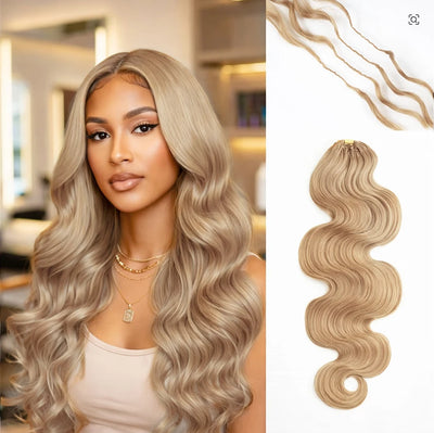 Honey Blonde Crochet Human Hair Body Wave Bundles Remy Hair Extensions Braiding Hair 15A Virgin for Braids Knotless Curls Bulk