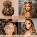 360 Full Lace Wig Human Hair Pre Plucked HD Invisible Drawstring Brazilian Skinlike Pre Cut Transparent Lace Highlight Deep Wave Frontal Wig For Women