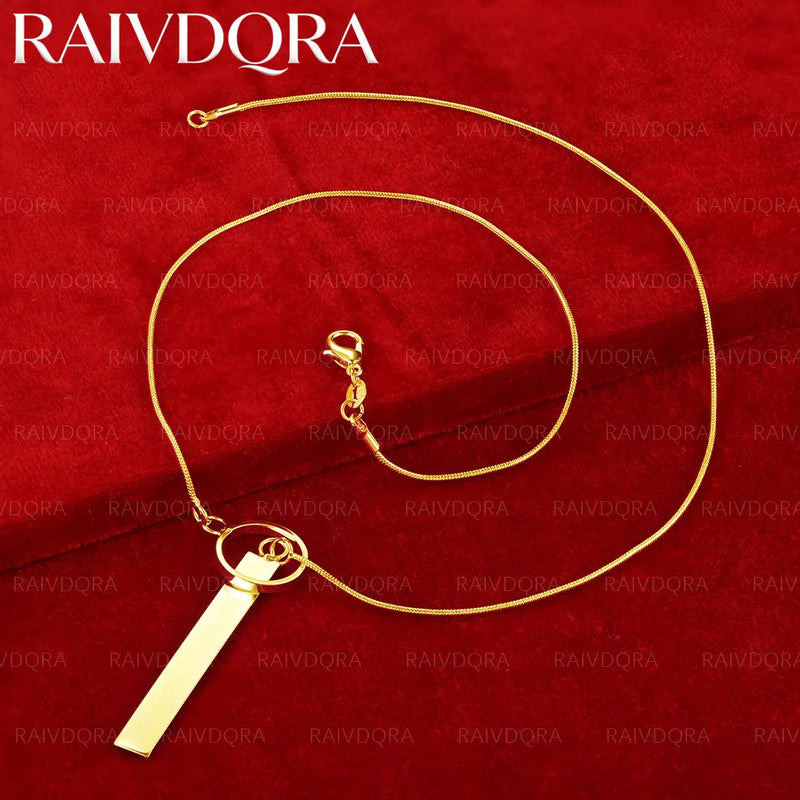 18K Gold Plated 45cm Bar Thin Necklace For Women Men Anniversary Gift Popular Wild Fashion Romantic Jewelry