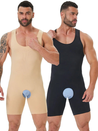 Seamless Men's Full Body Shaper Compression Bodysuit | SAMAG