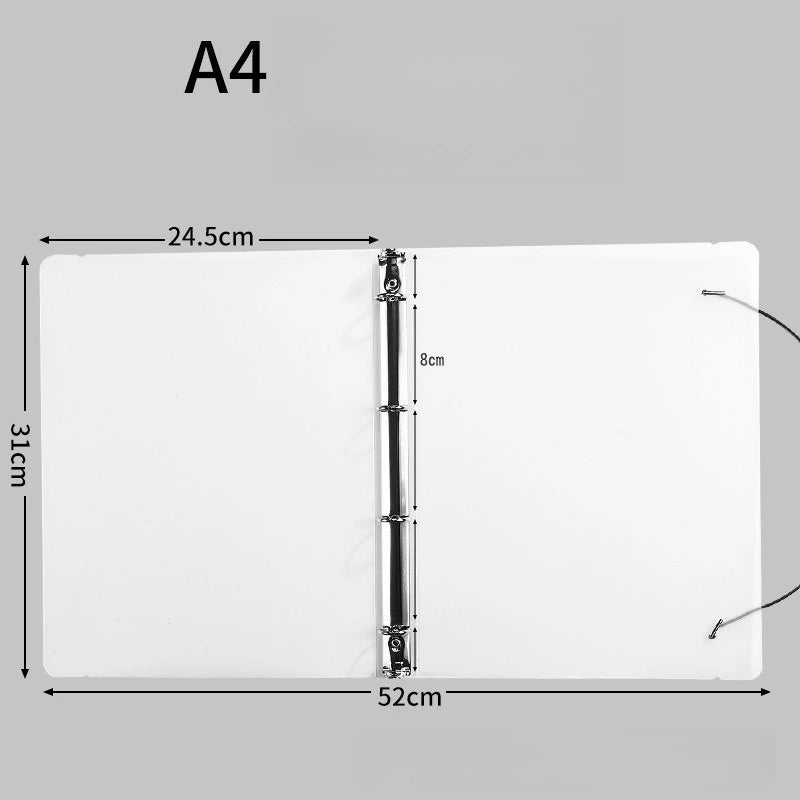 Transparent Binder, Matte Transparent Folder, Data Punching Folder, Ring Binder with Straps, for Office Document Storage