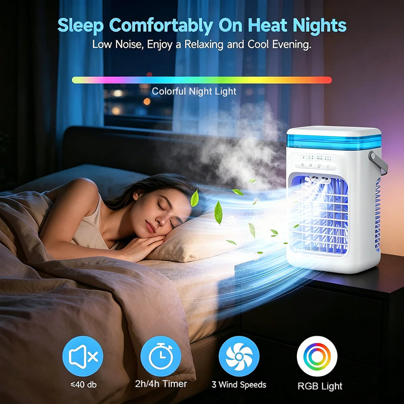 Portable Air Conditioner Fan USB Water Fan Desk Humidifier Fan Home Portable Air Cooler  Desktop Cooling Fan with Night Light