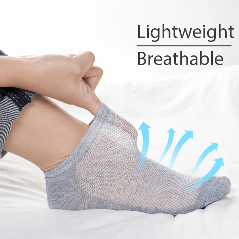 6 Pairs Breathable Men's Socks Short Ankle Elastic Solid Color Mesh High Quality Business Unisex Sokken Plus Size EU38-47