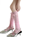Women JK Lace Bow Tie Hollow Out Stockings Sexy Flower Bottoms Socks Women Pantyhose Tights Night Club Cosplay Party Accessories