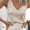 Women Sequin V Neck Tank Top Sleeveless Sparkly Camisole - View 22 | SAMAG