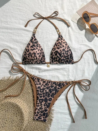 Arrival European and American Leopard Print Halter Bikini | SAMAG