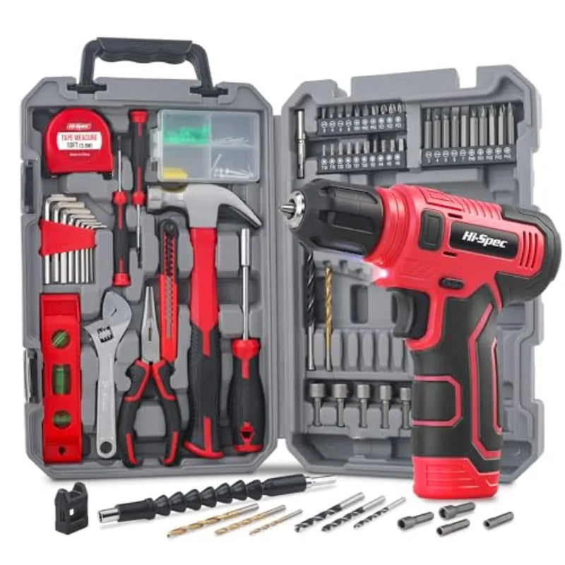 Tool Set with 8V Drill Home DIY Repair and Maintenance, Cordless USB Electric Driver, Hand Kit for Women and - View 8 | SAMAG