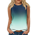 New Gradient Color 3D Print Tank Tops Women O-Neck Casual Vest Off Shoulder Y2k Sleeveless Top Harajuku Camisole Woman Clothing