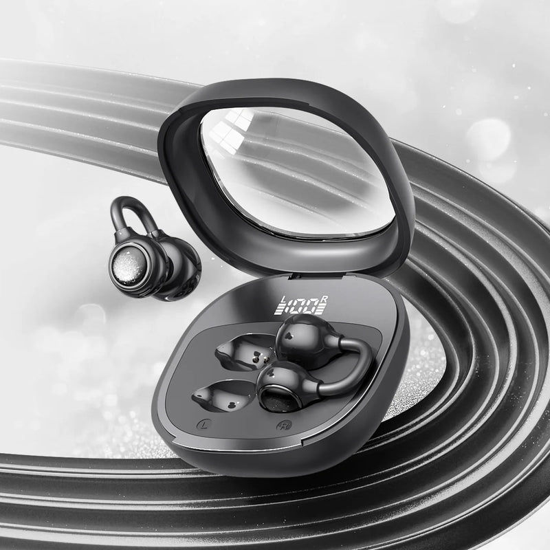 Open-Ear Bluetooth V6.0 Headphones, 35H Battery LED Display Audífonos, ENC Noise Reduction Earphones for Sports & Work