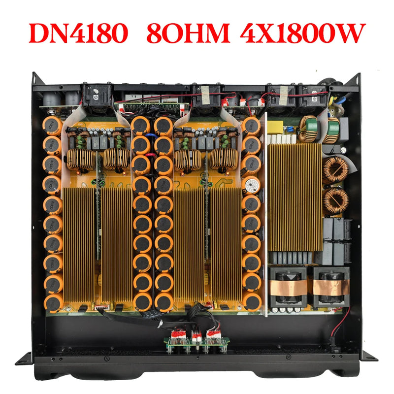 Professional Digital Power Amplifier 4x1800W Class D Audio DJ Pre-Subwoofer Amp 2/4 Channel Line Array Speaker Sound Amplifier