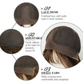 Short Straight Blonde Brown Lace Front Human Hair Wigs with Bangs for Women 100% Remy Human Hairs Bob Natural Wavy Layered Wigs