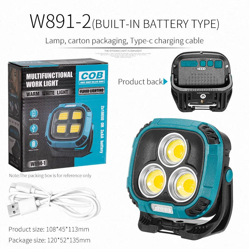 Powerful LED Flashlight Power Bank USB Rechargeable Torch Light Strong Magnetic Adsorptio High Power Flashlight Lantern