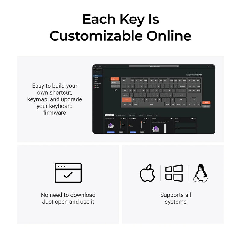 Keychron K8 HE Wireless Magnetic Switch Custom Keyboard RGB Backlight Double-Shot PBT Keycap