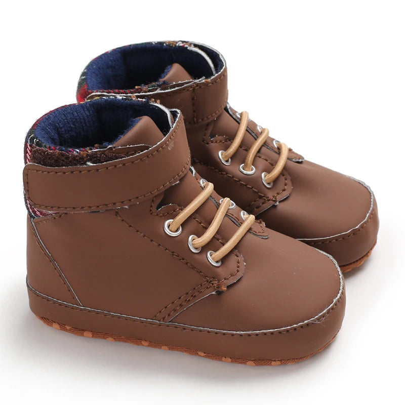Brown Baptismal Baby Shoes For Boys And Girls Casual Soft Soled Non Slip Baby Shoes For 0-18 Months Baby Walking Shoes