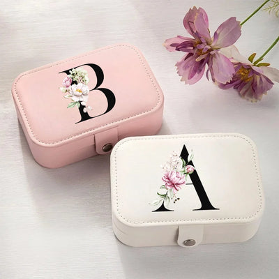 Large Portable Floral Print Jewelry Box A - Z Alphabet Storage & Display for Weddings Gifts Holidays | SAMAG