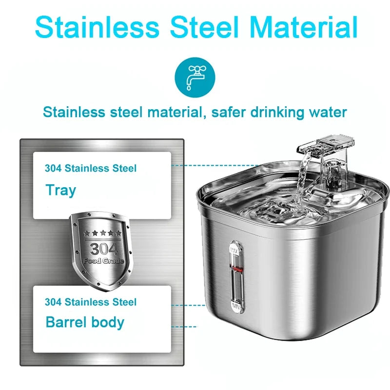 Stainless Steel Automatic Pet Water Dispenser Cat Drinking Fountain With Sensor Filter Cats Dog Ultra Quiet Pump Water Foutain