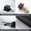 3-5PC Black Brass Waterfall Bathtub Faucet Widespread Tub Sink Tap Three Handles Hot Cold Water Mixer Bathroom Shower Faucet
