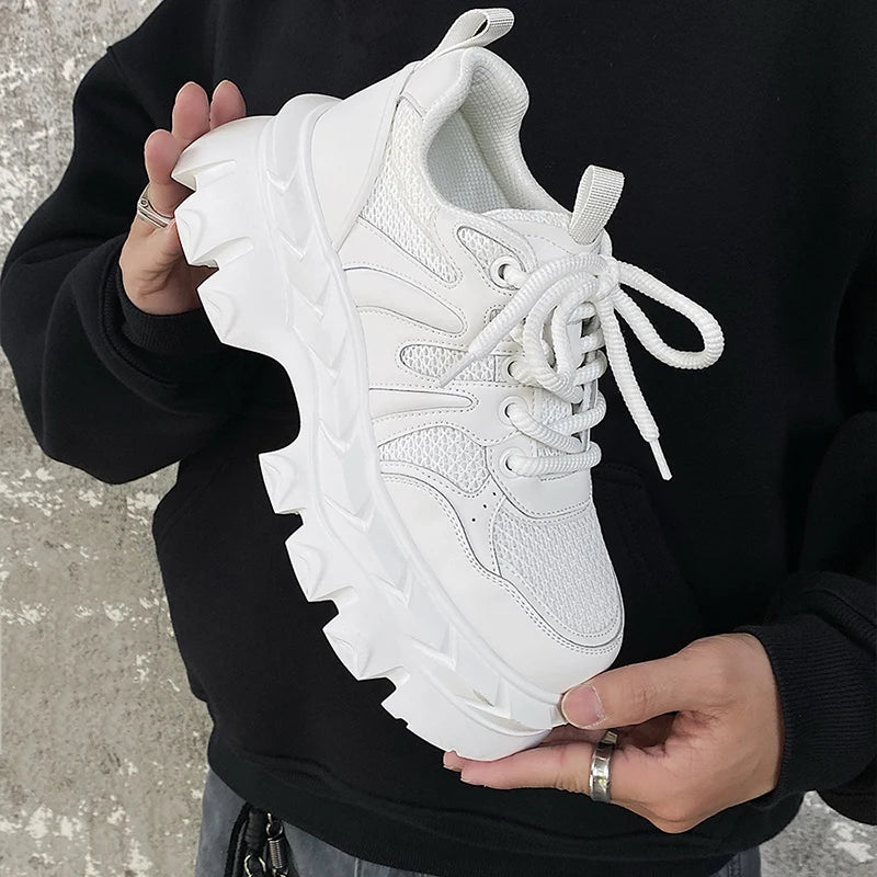 Height increasing 7CM men's shoes IG dad shoes sporty and versatile  summer breathable mesh thick sole derby shoes