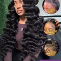 13x4 HD Lace Loose Deep Wave Frontal Wigs 250% Transparent 30 40 Inch 13x4 Deep Water Wave Curly Lace Front Human Hair Wigs