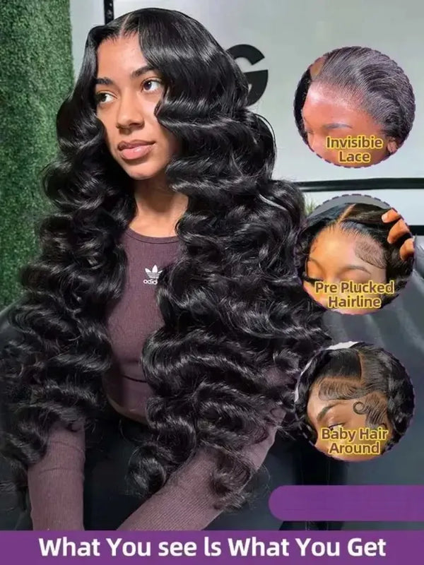 13x4 HD Lace Loose Deep Wave Frontal Wigs 250% Transparent 30 40 Inch 13x4 Deep Water Wave Curly Lace Front Human Hair Wigs
