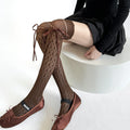 Women JK Lace Bow Tie Hollow Out Stockings Sexy Flower Bottoms Socks Women Pantyhose Tights Night Club Cosplay Party Accessories