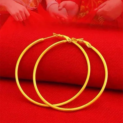 18K AU750 Gold Earrings for Women - 3cm in Diameter, Exuding Simple, Fashionable and High - end Temperament