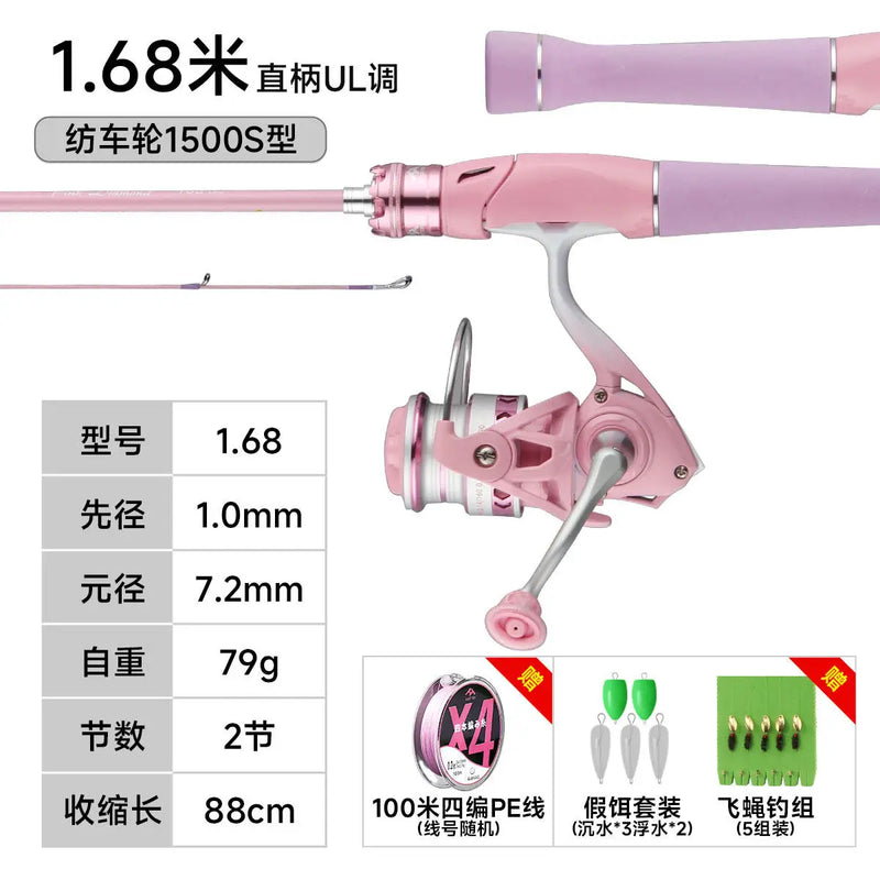 Haut ton Pink Macaron Lure Fishing Rod Full Set | SAMAG
