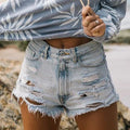 Summer Women Ripped Washed Hole Hight Waist Denim Pants - View 6 | SAMAG