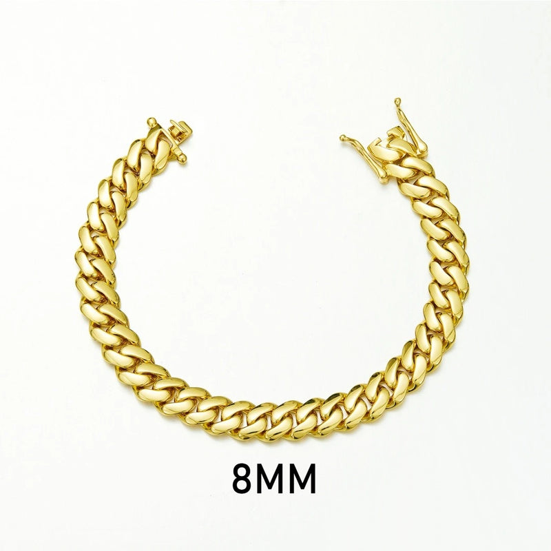 8 - 14mm Punk Rock Stainless Steel Rhombus Cuban MIami Link Chain Bracelets for Men Hip Hop Jewelry Gold - Visuel 10 | SAMAG