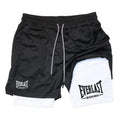 Men's fashionable double-layer sports shorts EVERLAST printed sports shorts, double-layer quick drying basketball muscle fitness