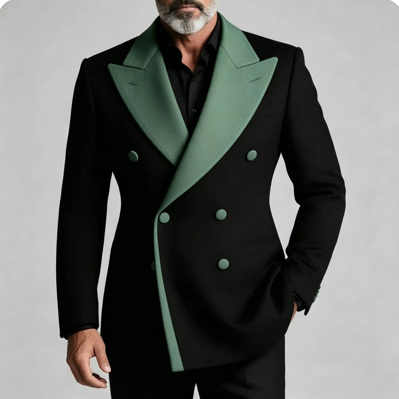 Men's Double Breasted Peak Lapel Wedding Suit Custom 3-Piece Groom Tuxedo Separates Formal Wedding Suit for Grooms Slim Fit Suit