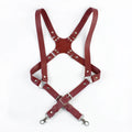 Deepeel 2.5cm Men's Leather Suspenders 2 Clip Hooks Man Elastic Brace Adult Adjust Strap Harness Suspender for Pants Accessories