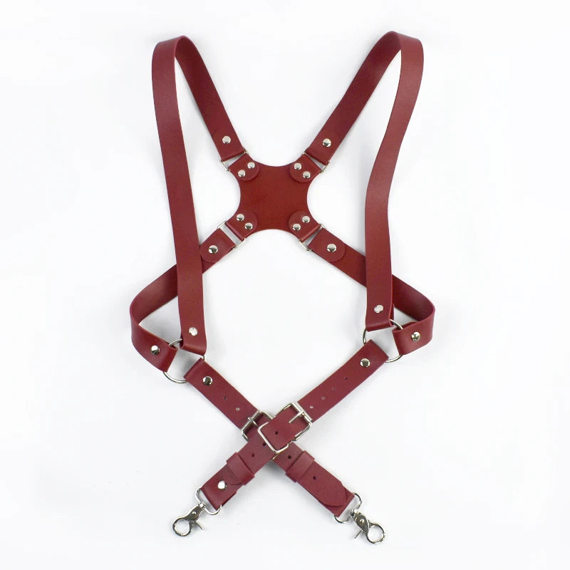 Deepeel 2.5cm Men's Leather Suspenders 2 Clip Hooks Man Elastic Brace Adult Adjust Strap Harness Suspender for Pants Accessories