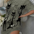 Little Cat in a Crown' Printed Long T-Shirt Short-Sleeved | SAMAG