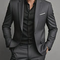 Men's Burgundy 2-Piece Suit Set (Blazer + Trousers Only, No Vest Included),Slim Fit Formal Business Wedding Party Jacket & Pants