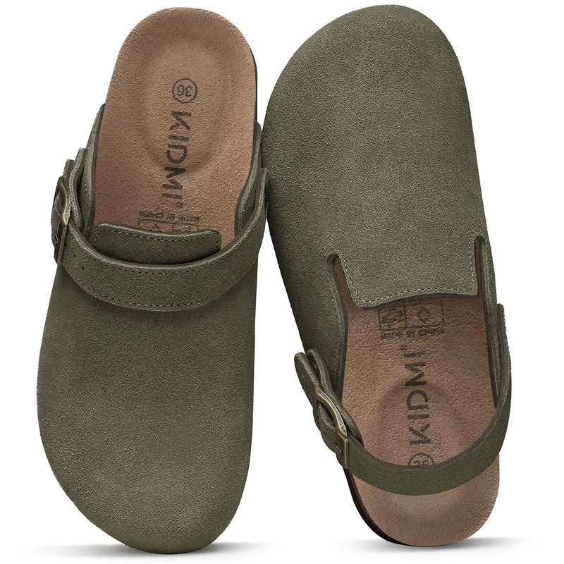 Evshine Women Genuine Clogs Slippers Slip On Unisex Potato Shoes with Adjustable Strap Men Mules Arch Support Cork Footbed Clogs