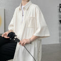 Wine Red Side Buttons Pleated Shirt Black Apricot | SAMAG