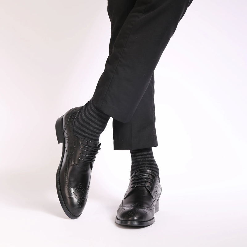 5 Pairs Men's Dress Socks stripe Plus Size， Combed Cotton | SAMAG