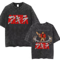 Washed Retro Japanese Anime Akira Print 100%Cotton Men Woment T-shirt Summer Autumn Daily Sports Party Casual Loose Short Sleeve