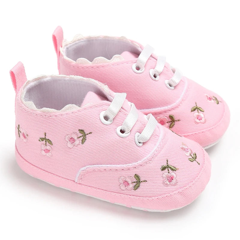 0-18M Baby Shoes Infant Pre-Walker Shoes, Cute Pink Theme Casual Flat Shoes, Soft Sole Lightweight Comfortable for Girls