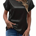 Women Summer Style Satin Blouses Shirts Lady Casual Bat wing Sleeve O-Neck Solid Color Loose Blusas Tops